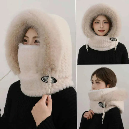 Thermal Plush Hat Hood Scarf and Mask Ear Protection Windproof Thick Design
