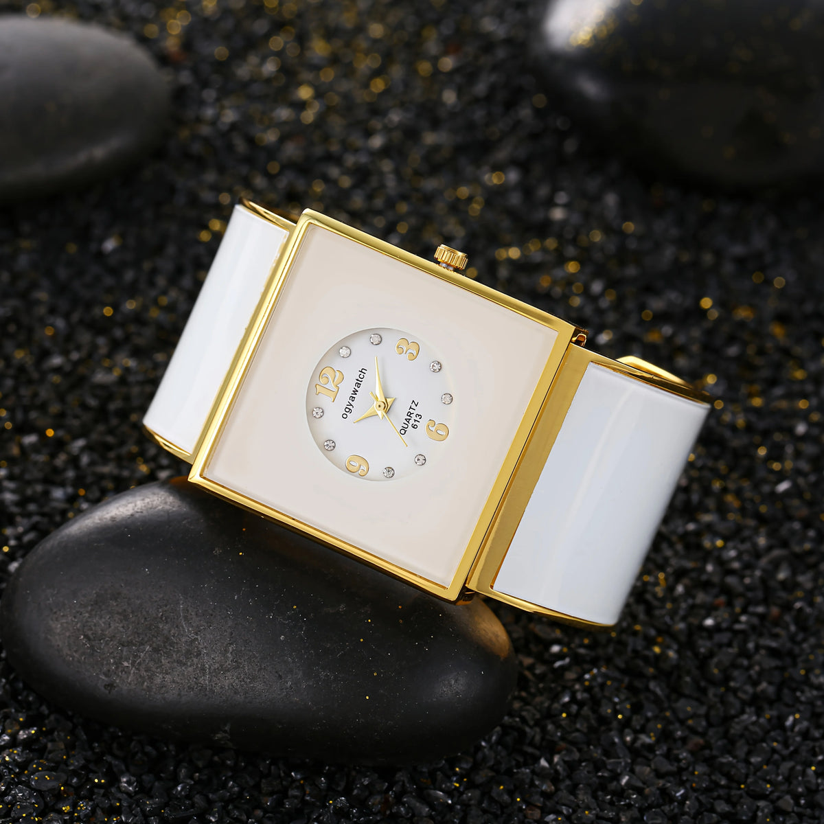 Elegant Fashion Large Square Dial Women's Bangle Watch, Luxury All-match Ladies Female Quartz Bracelet Watch Clock Gift