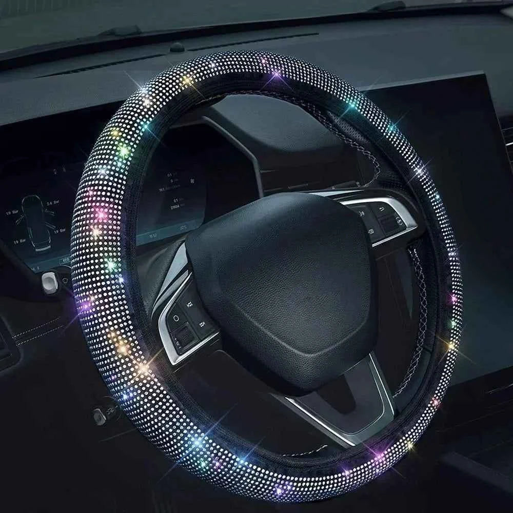 37/38cm Car Steering Wheel Cover Universal Bling Diamond Rhinestones Elasticity Interior Car Accessories