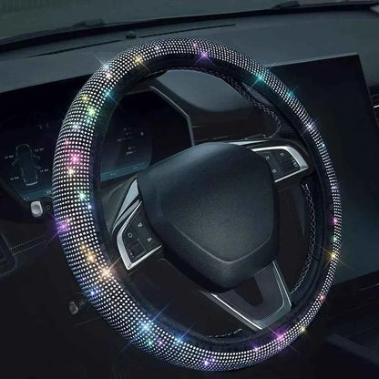 37/38cm Car Steering Wheel Cover Universal Bling Diamond Rhinestones Elasticity Interior Car Accessories
