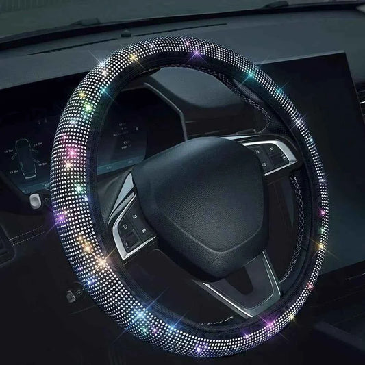 37/38cm Car Steering Wheel Cover Universal Bling Diamond Rhinestones Elasticity Interior Car Accessories