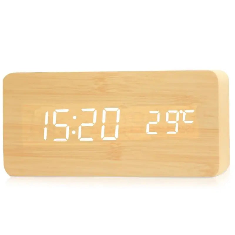 Wooden Digital Alarm Clock, LED Alarm Clock with Temperature Desk Clocks for Office,Bedside Clock Dabfavshop