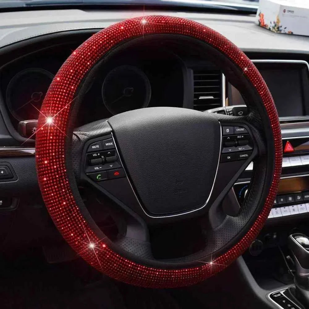 37/38cm Car Steering Wheel Cover Universal Bling Diamond Rhinestones Elasticity Interior Car Accessories