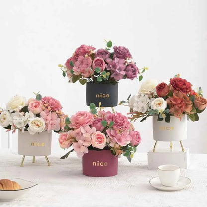 Artificial Flowers Silk Rose Bouquet Fake Plants Decoration Accessories