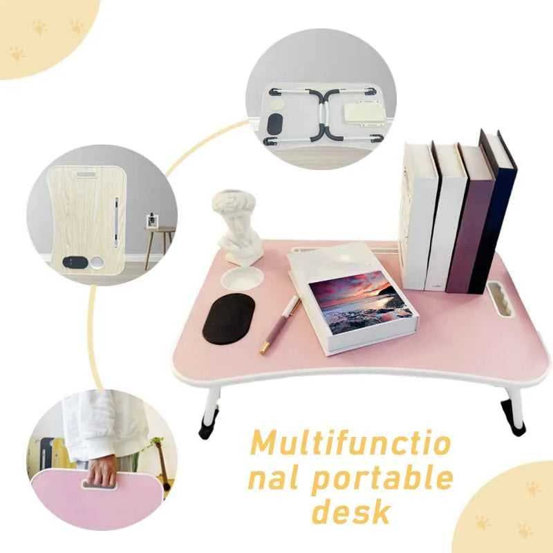 Simple, Sturdy and Durable, Wireless Charging, Foldable Small Table, Bed Laptop Table