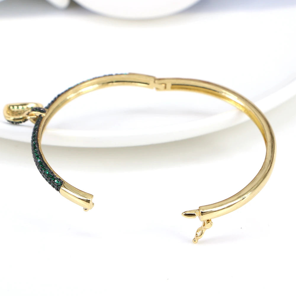 New Fashion Elegant Gold Color Heart Pendant Bangle Jewelry Crystal Zircon Bracelets Lover Romantic Wedding Gift Wholesale