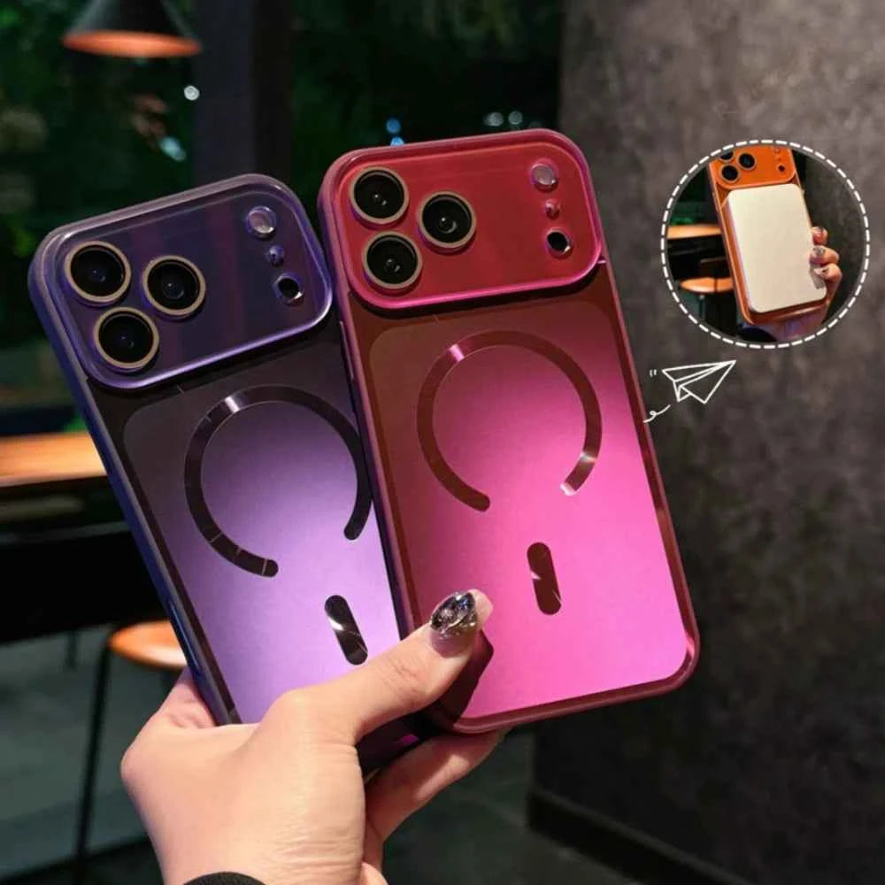 Big Window Blue Ray Magnetic Phone Case For iPhone 17 13 14 15 16 17 Pro Max