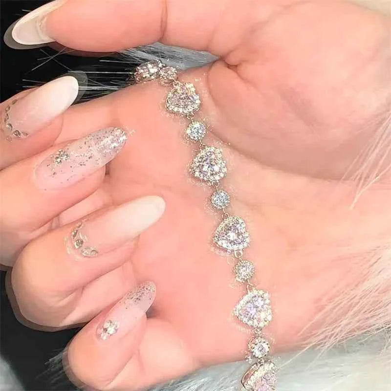 Pink Stone Heart Bracelet