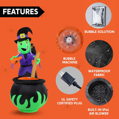 6 FT  Witch Halloween Inflatables Outdoor Decorations