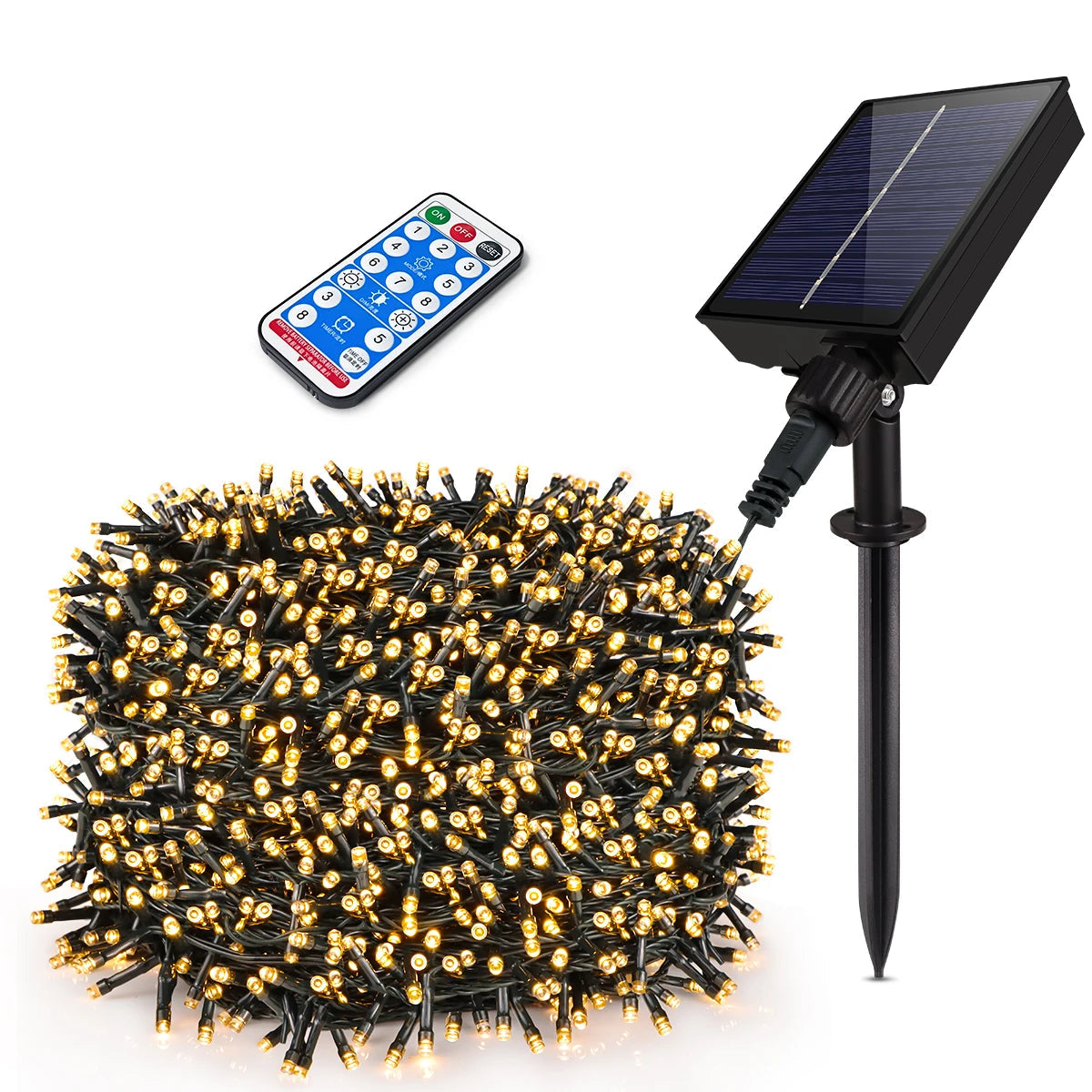 Solar Panel Fast Charge Outdoor String Fairy Light 100M 1000 LED Waterproof Large Lamp Christmas Garden Decor Dabfavshop