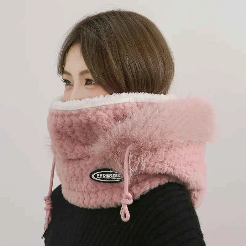 Thermal Plush Hat Hood Scarf and Mask Ear Protection Windproof Thick Design