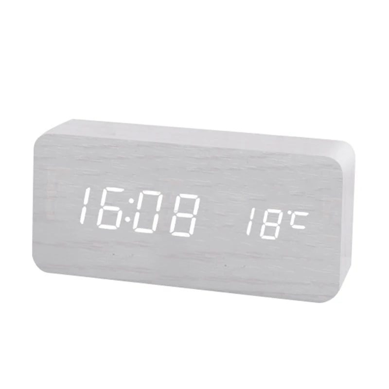Wooden Digital Alarm Clock, LED Alarm Clock with Temperature Desk Clocks for Office,Bedside Clock Dabfavshop