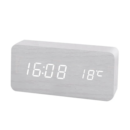 Wooden Digital Alarm Clock, LED Alarm Clock with Temperature Desk Clocks for Office,Bedside Clock Dabfavshop