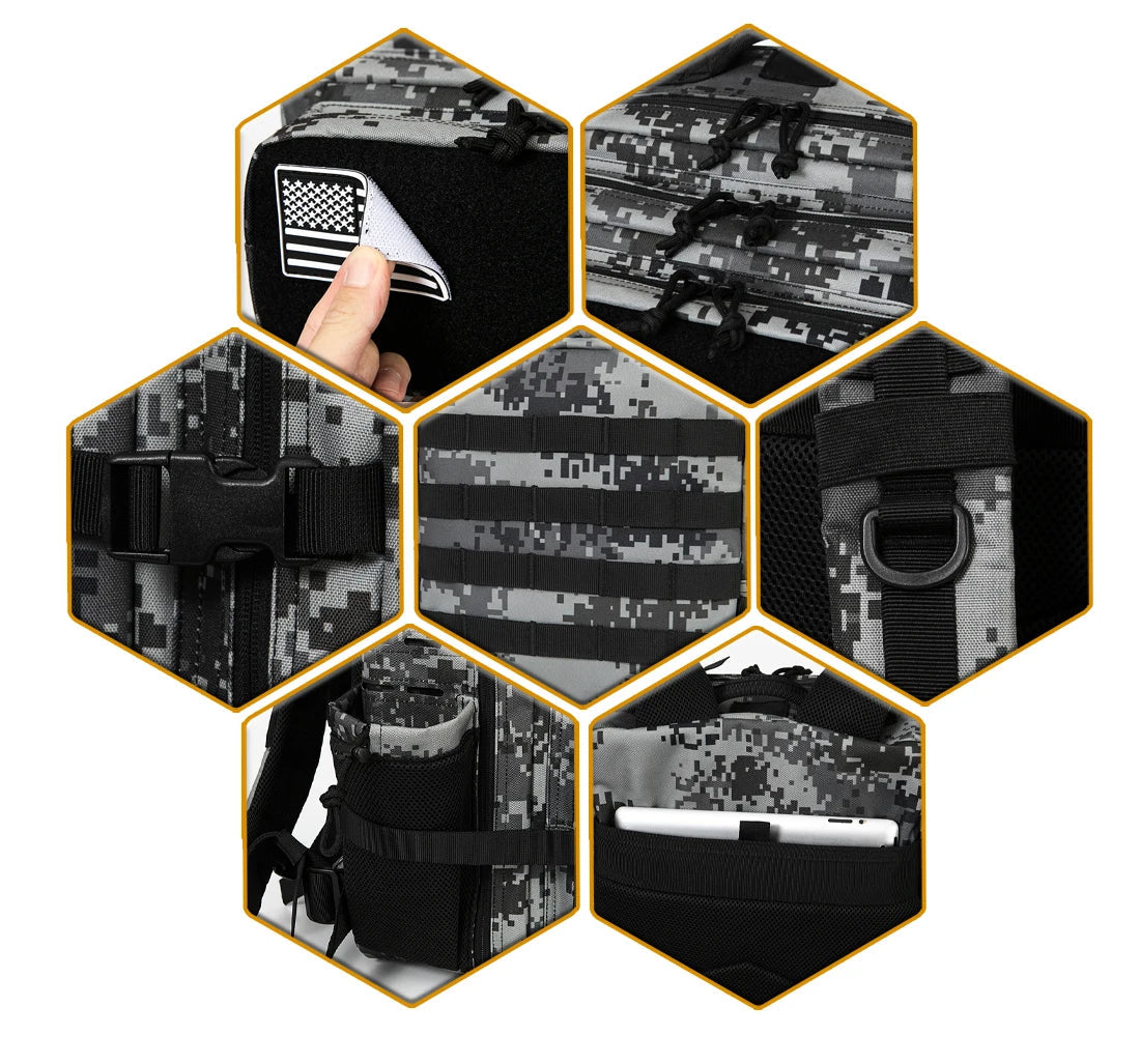 45L Tactical Backpack survival Bag Hunting MOLLE Backpack GYM For Men EDC Outdoor Hiking Rucksack Witch Bottle Holder Dabfavshop