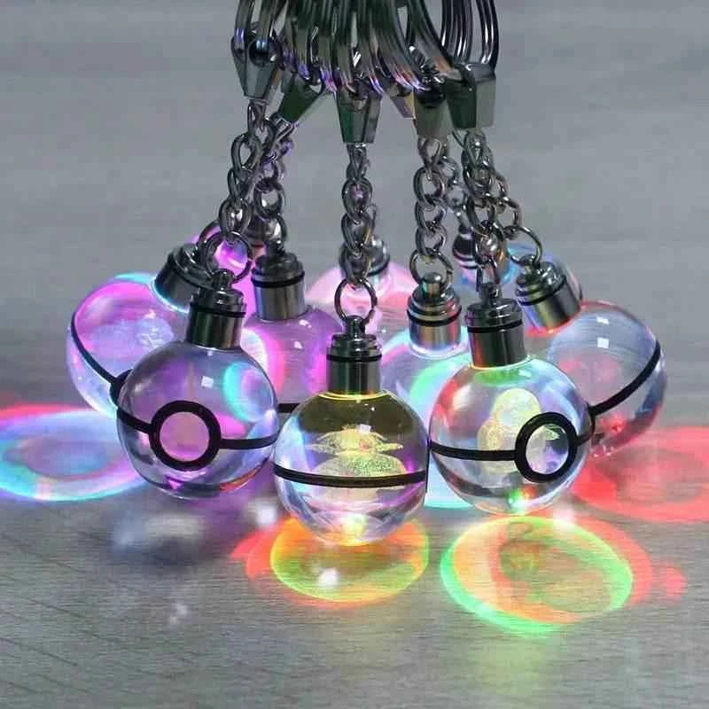 3D Laser Engraving Crystal Pocket Ball LED Keychain