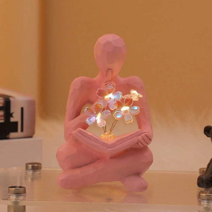 Desktop Thinker Sculpture Ornament Abstract Figure Tulip Book Lamp - Dabfavshop