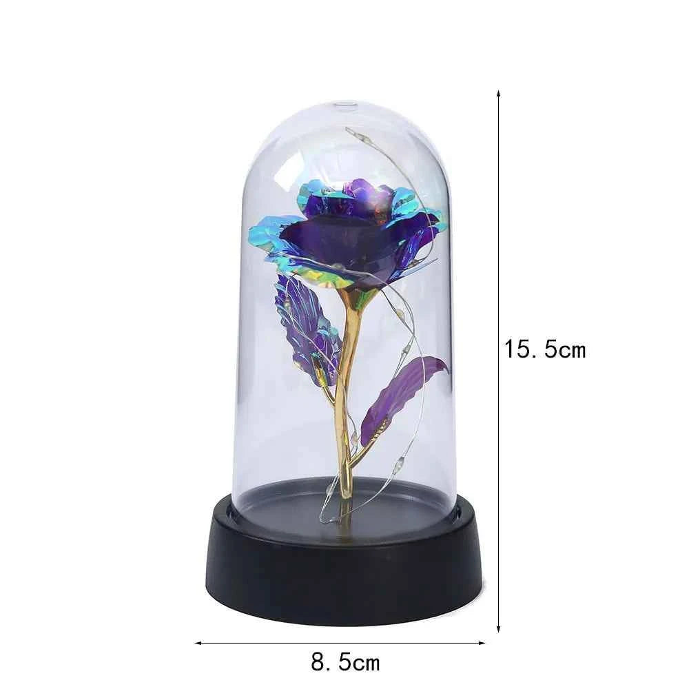 LED Enchanted Galaxy Rose Eternal Beauty Rose With Fairy Lights in Dome