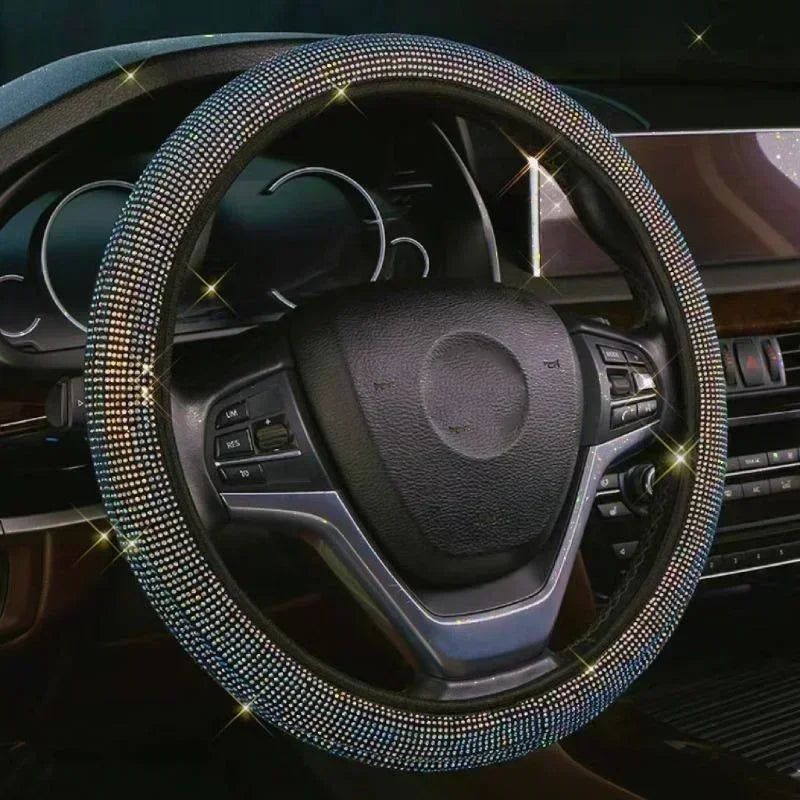 37/38cm Car Steering Wheel Cover Universal Bling Diamond Rhinestones Elasticity Interior Car Accessories