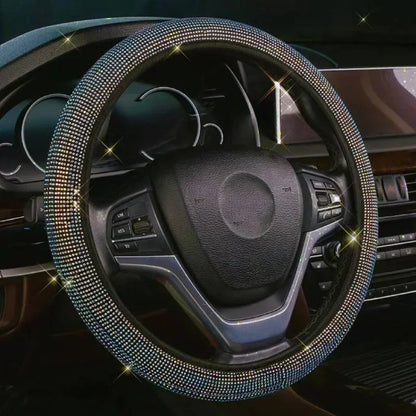 37/38cm Car Steering Wheel Cover Universal Bling Diamond Rhinestones Elasticity Interior Car Accessories