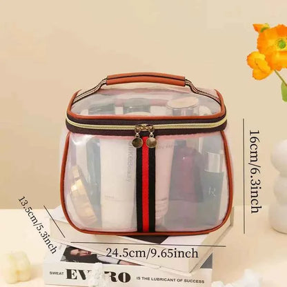 Luxury Sensation Handheld Cosmetic Bag Transparent Large Capacity Waterproof PVC Makeup Bag