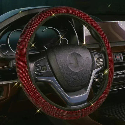 37/38cm Car Steering Wheel Cover Universal Bling Diamond Rhinestones Elasticity Interior Car Accessories