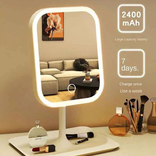 Niche Modern Desktop Vanity Mirror 3 Color Light LED Makeup Mirror Touching Mirror Women Bedroom Dressing Mirror Dabfavshop