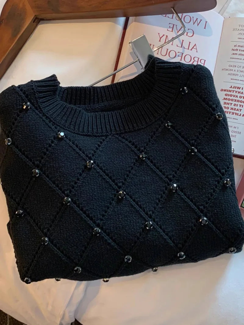 Knitted Diamond Short Sleeved Sweater