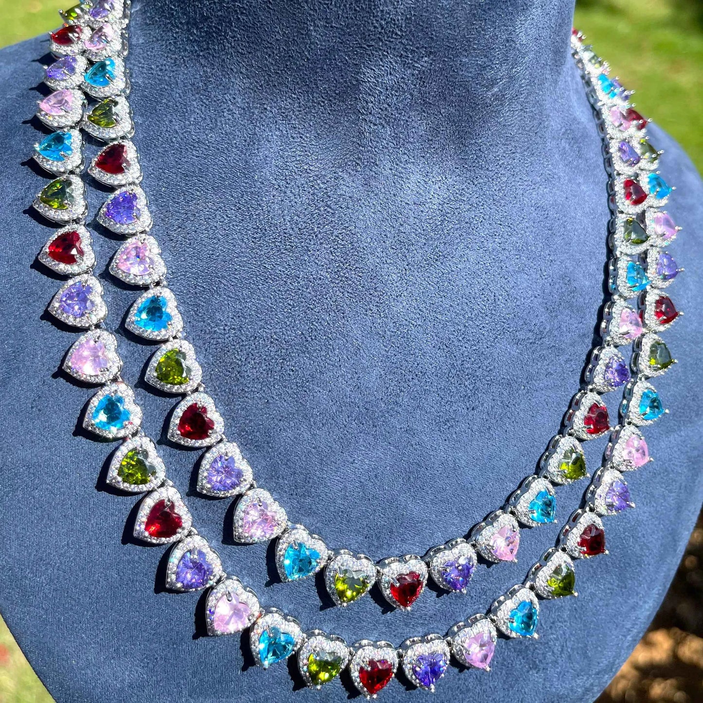 Bubble Letter Colorful Clustered Tennis Chains for Women Necklace Choker