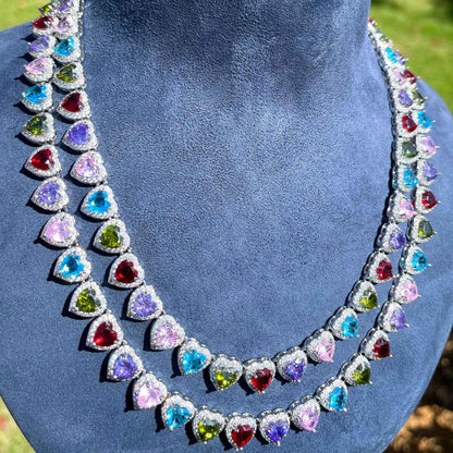 Bubble Letter Colorful Clustered Tennis Chains for Women Necklace Choker