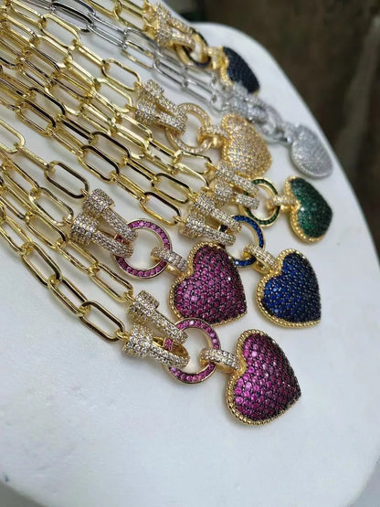 Heart Necklace, Gold Silver Color Chunky Chain Necklace Trendy Jewelry