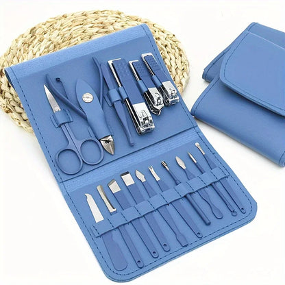 16pcs Professional Nail Clippers and Cuticle Nippers Set with Travel Case