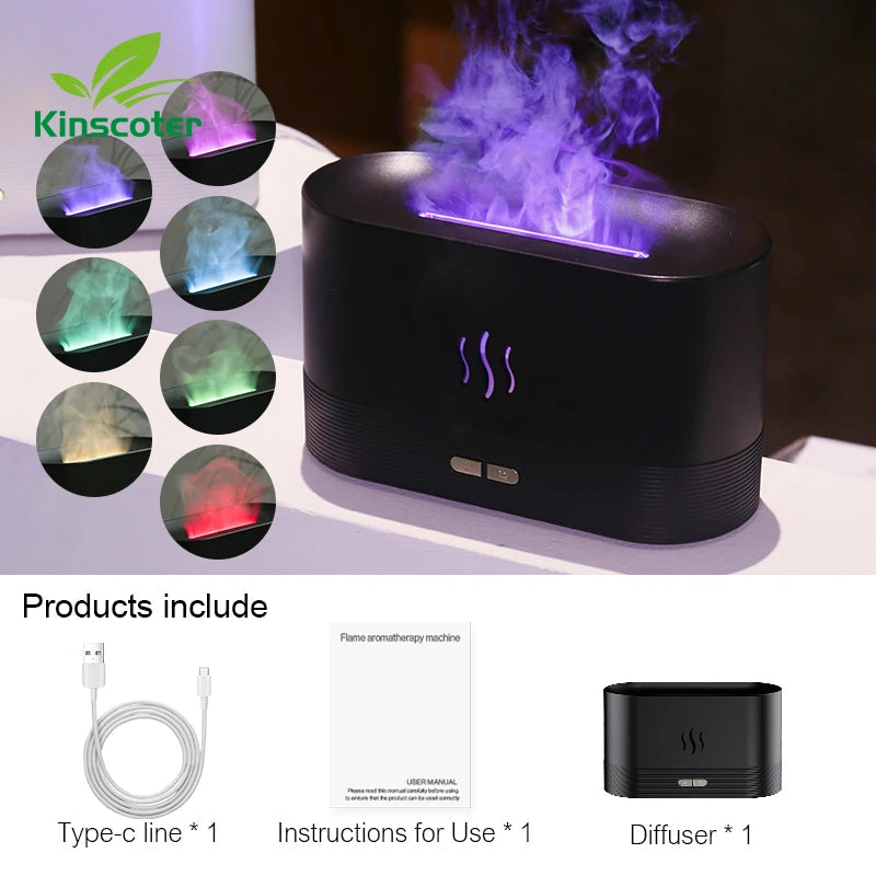 Kinscoter Aroma Diffuser Air Humidifier Ultrasonic Cool Mist Maker Fogger Led Essential Oil Flame Lamp Difusor Dabfavshop