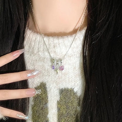 Punk Sweet and Cool Crystal Heart Pendant Necklace for Women