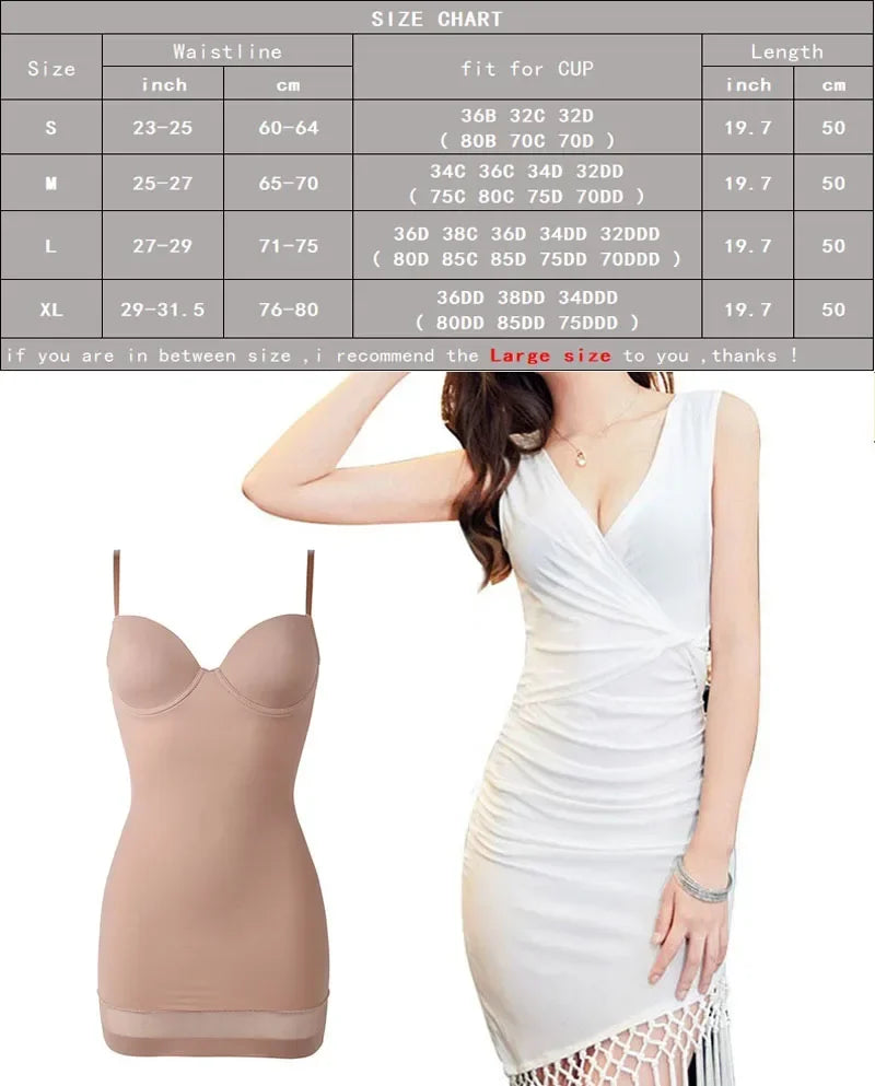 Skirts Slimming Shapewear Bodysuits Women Soft Cup Bra Wedding Body Shaper Waist Trainer Full Slip Sexy Underwear Dress Briefers