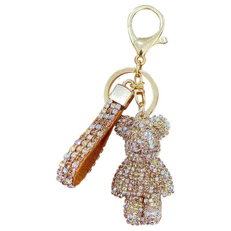 Cute Rhinestones Tassel Bear Keychain Couple Keychain Decoration Small Car Ring Student Bag Pendant Dabfavshop