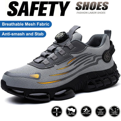 Rotating Button Steel Toe Anti-Puncture Non Slip Work Shoes Man Lightweight Breathable Safety Shoes Men's Work Shoes Boots Dabfavshop