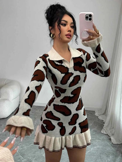 Leopard Print Knit Bodycon Dress