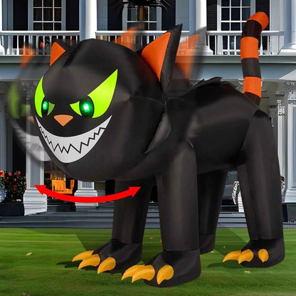 7 ft Black Cat Halloween Inflatables Outdoor Decoration Blow UpInflatable with Moving Head