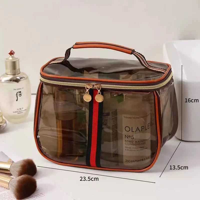 Luxury Sensation Handheld Cosmetic Bag Transparent Large Capacity Waterproof PVC Makeup Bag