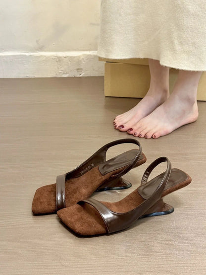 Leopard Print Roman Sandals Elegant Women's Shoes