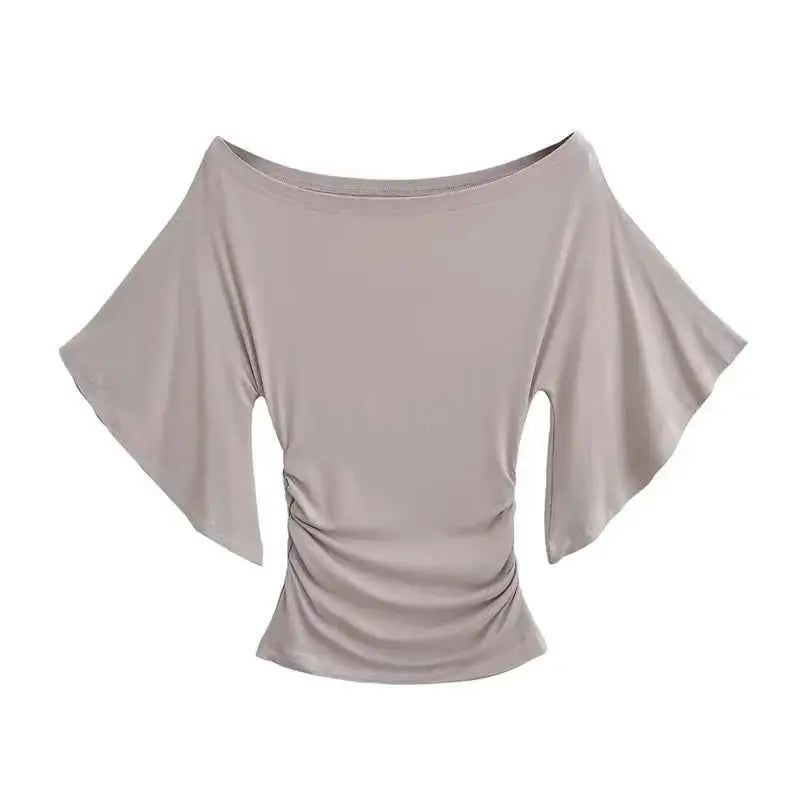 Slim Fit Top with Bat Sleeves Off-Shoulder T-Shirt