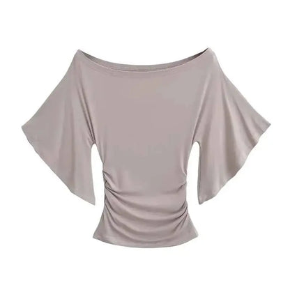 Slim Fit Top with Bat Sleeves Off-Shoulder T-Shirt