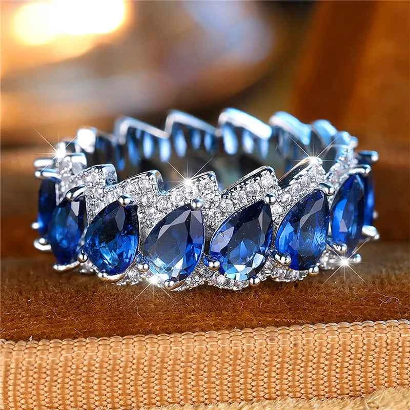 Blue Water Drop Ring