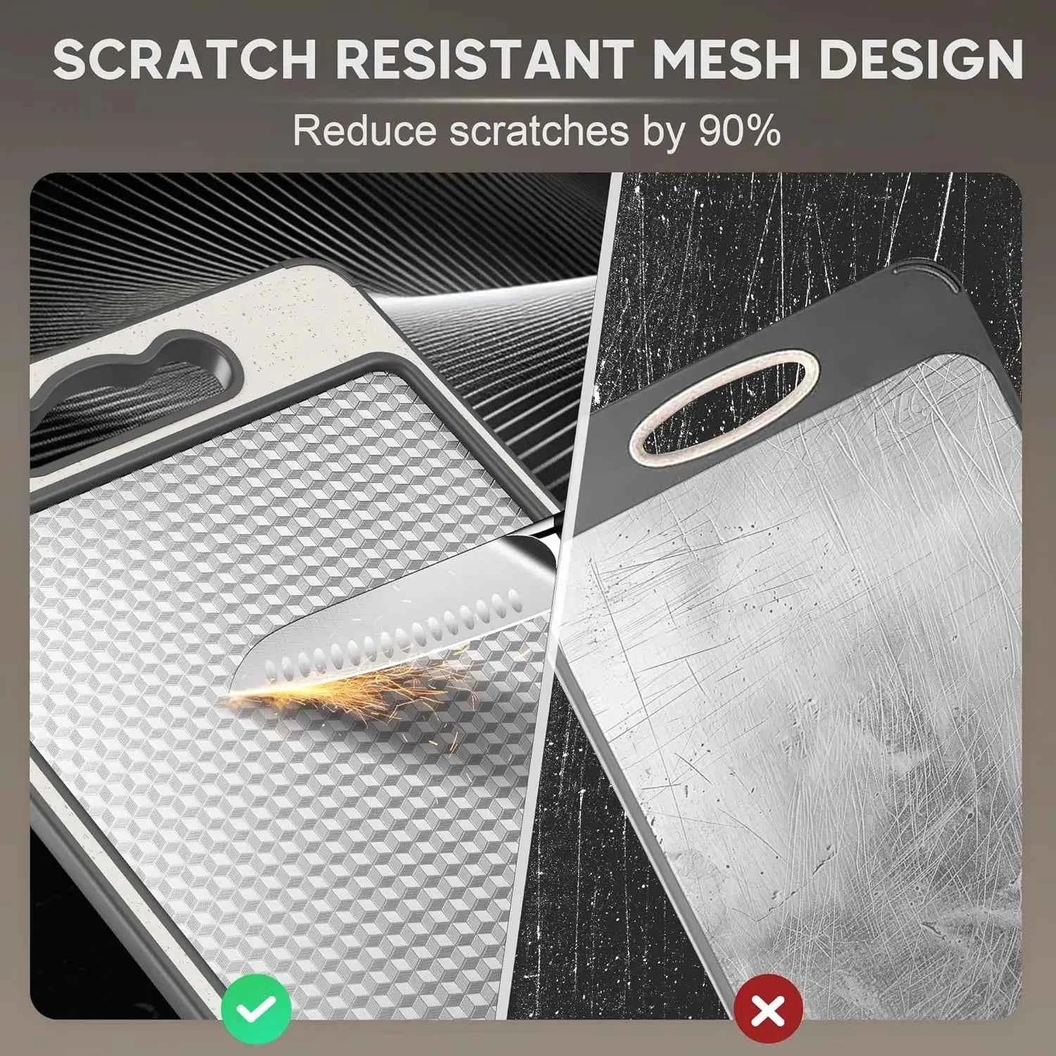 1pcs Stainless Steel Cutting Board Double Sided Chopping Board for Kitchen Scratch Resistant Anti-Slip Silicone Edges