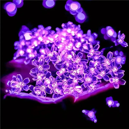 Cherry Blossom LED String Lights Outdoor Solar-Powered Flower Fairy Lights