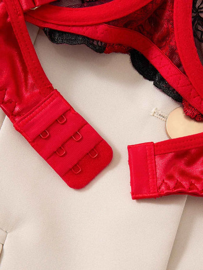 Two-piece floral embroidered lingerie set