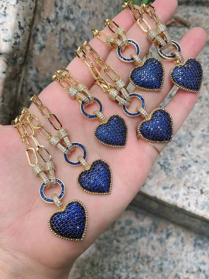 Heart Necklace, Gold Silver Color Chunky Chain Necklace Trendy Jewelry