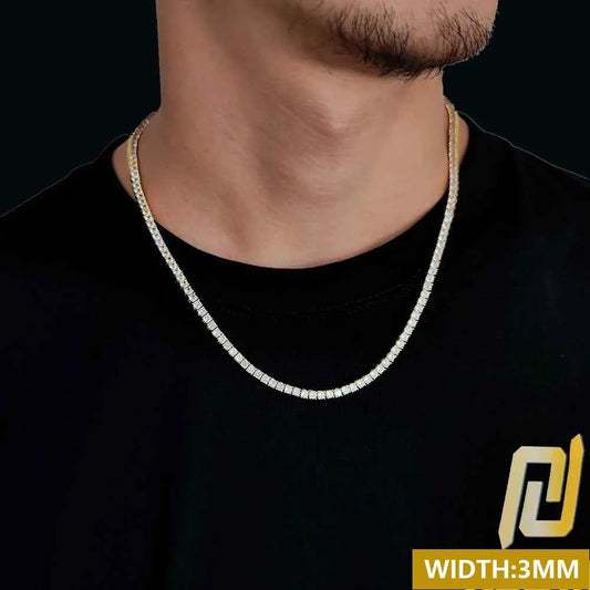 Zircon Copper Tennis Chain Necklace Link Chain Jewelry Silver/Gold Color