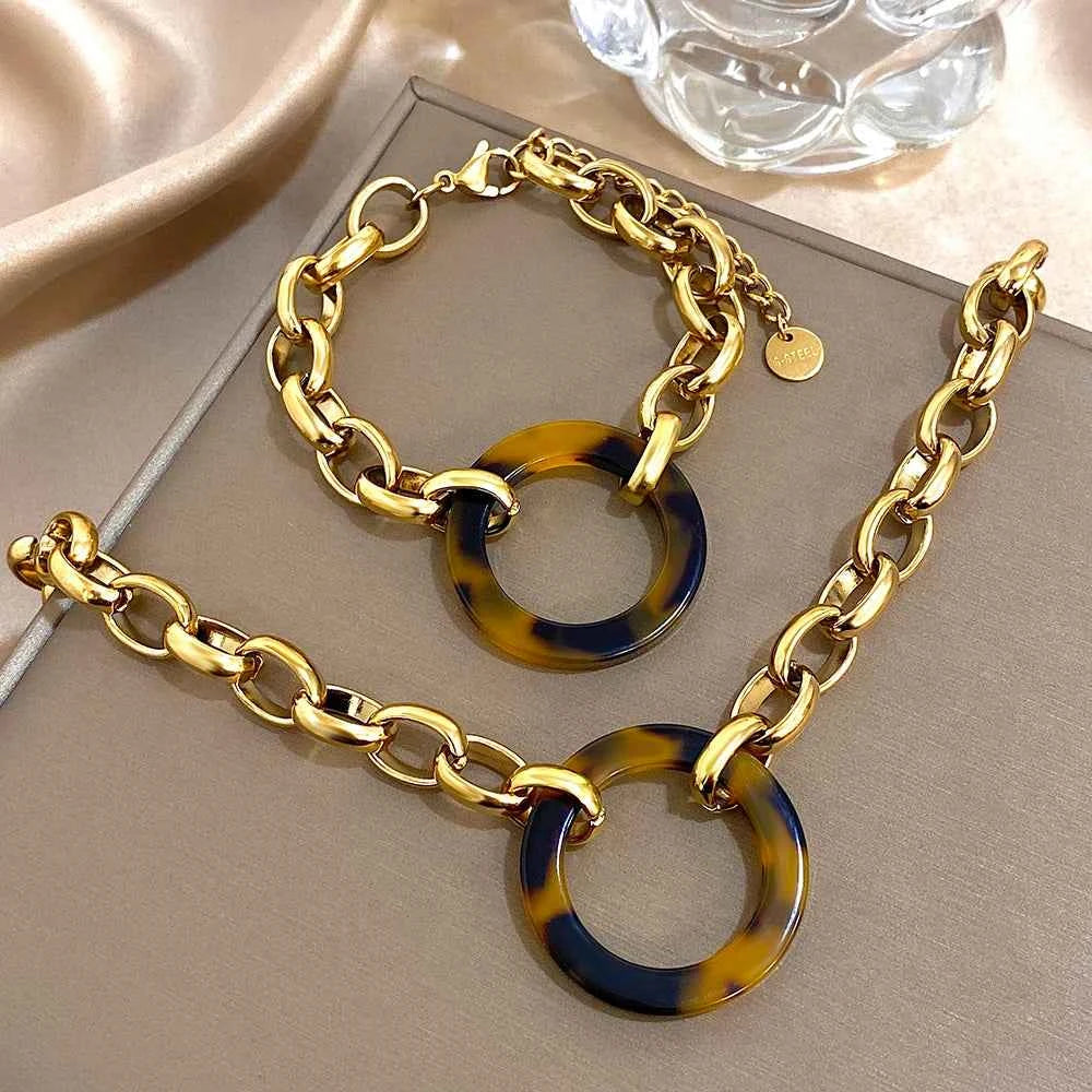 Punk Chunky Gold Jewelry Set