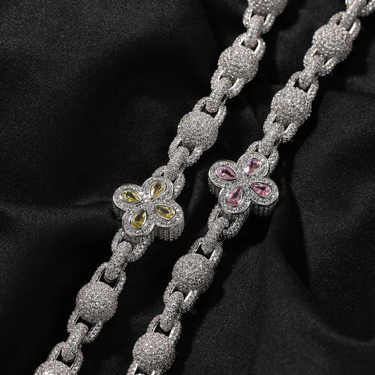 UWIN Colorful Four Leaves Baguettecz Chain Necklaces for Women Iced Out Full CZ Lobster Hook Choker Fashion Jewelry for Gift Dabfavshop